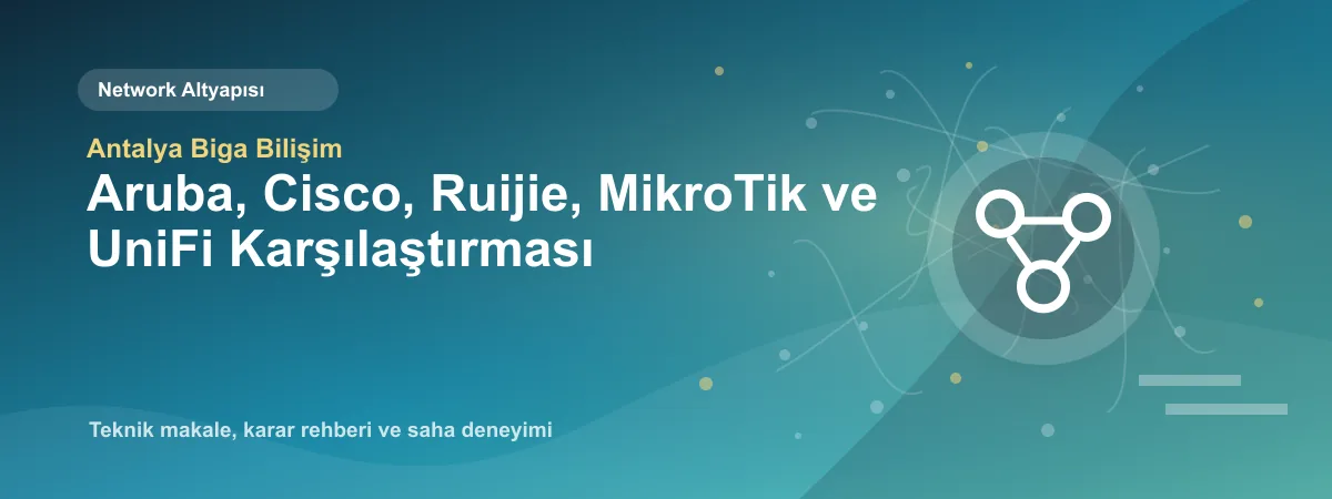 Aruba, Cisco, Ruijie, MikroTik ve UniFi Karşılaştırması - Antalya Biga Bilişim teknik makale görseli