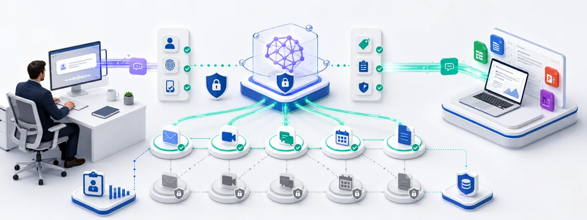 Kullanıcı isteğini kimlik, MFA ve veri izinleri üzerinden Microsoft Graph içeriğiyle temellendirerek güvenli yanıt üreten kurumsal yapay zeka mimarisi