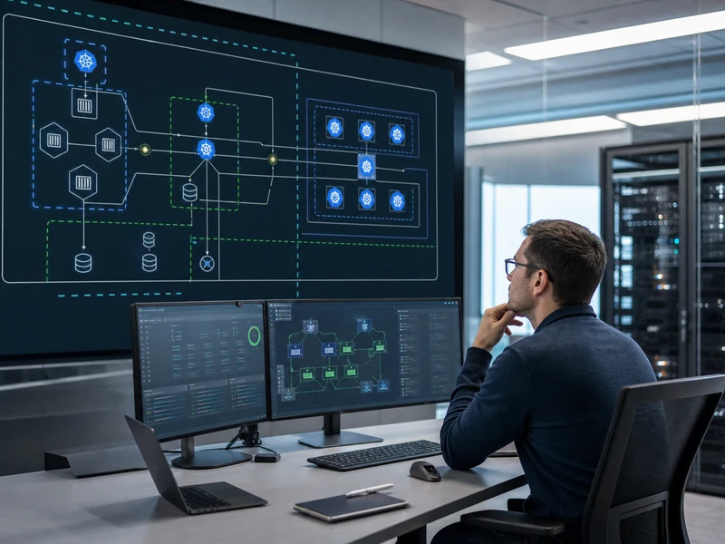Platform engineer reviewing Kubernetes namespaces, access controls and network policy