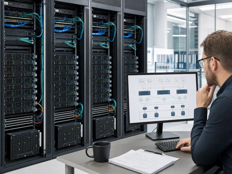 Virtualisation engineer reviewing a three-node cluster, quorum network and storage paths