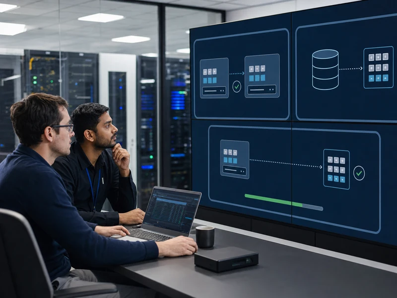 Infrastructure team validating virtual machine migration, backup and restore
