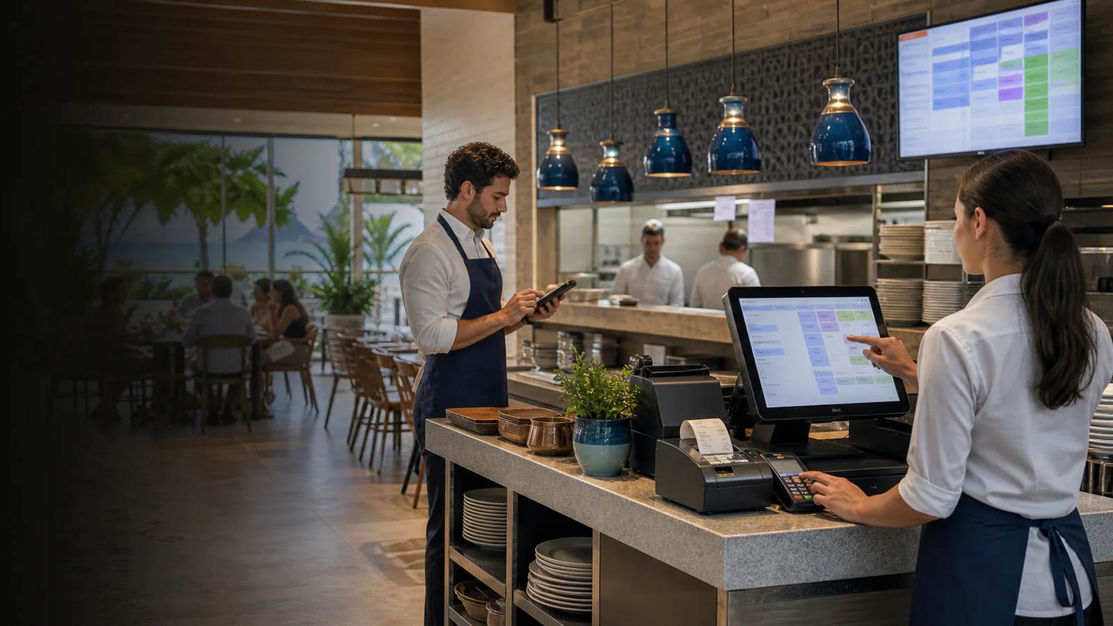 Restoran servis noktasında adisyon, mutfak ve ödeme akışını yöneten POS sistemi