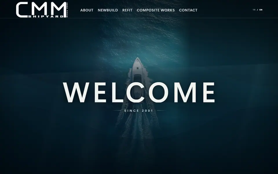 CMM Yacht web sitesi ana sayfa önizlemesi
