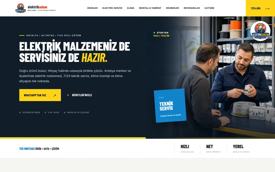 Elektrik Adam web sitesi ana sayfa önizlemesi