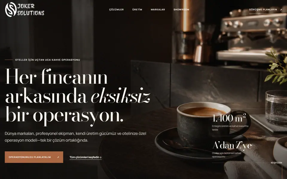 Joker Kaffee web sitesi ana sayfa önizlemesi