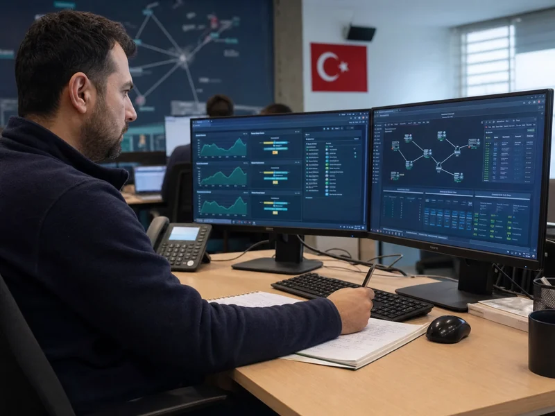NOC uzmanının ağ alarmını topoloji ve performans grafikleriyle doğrulaması