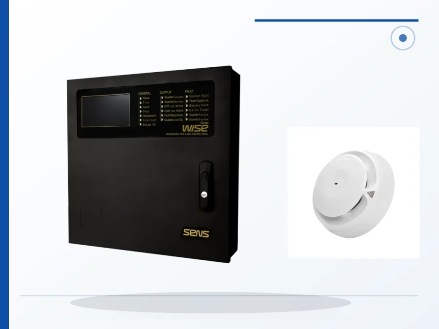 SENS WISE adreslenebilir yangın alarm kontrol paneli ile S6 duman ve ısı dedektörü